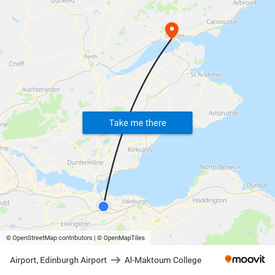 Airport, Edinburgh Airport to Al-Maktoum College map