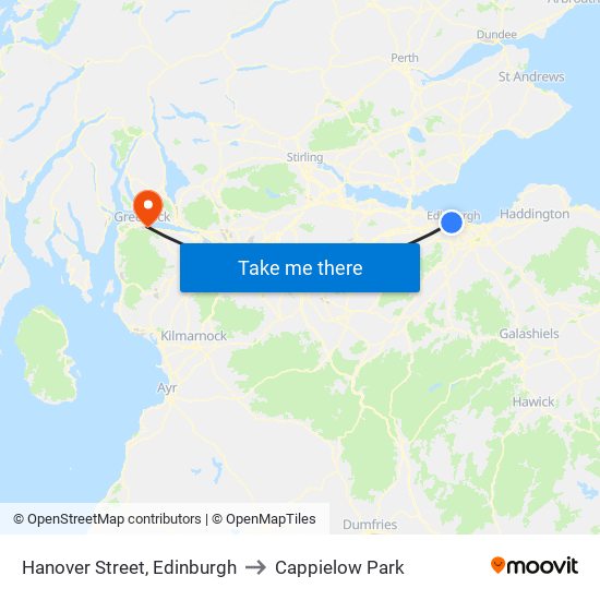 Hanover Street, Edinburgh to Cappielow Park map