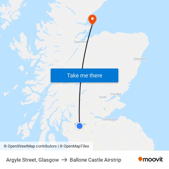 Argyle Street, Glasgow to Ballone Castle Airstrip map