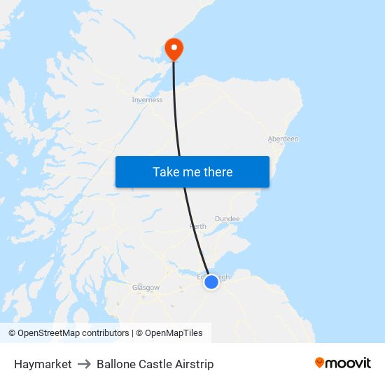 Haymarket to Ballone Castle Airstrip map
