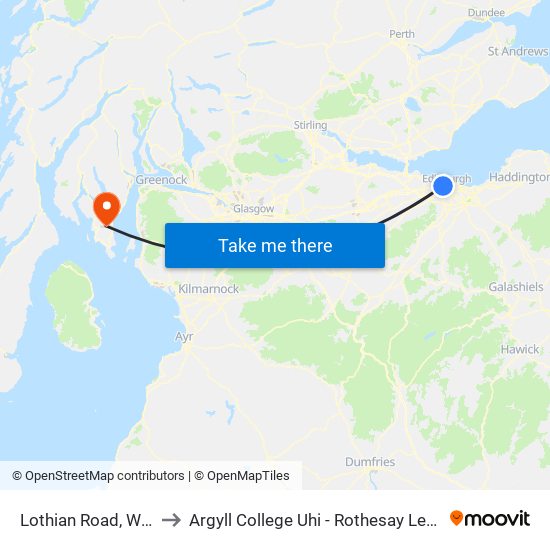 Lothian Road, West End to Argyll College Uhi - Rothesay Learning Centre map