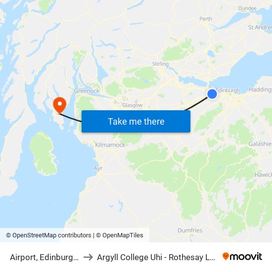 Airport, Edinburgh Airport to Argyll College Uhi - Rothesay Learning Centre map