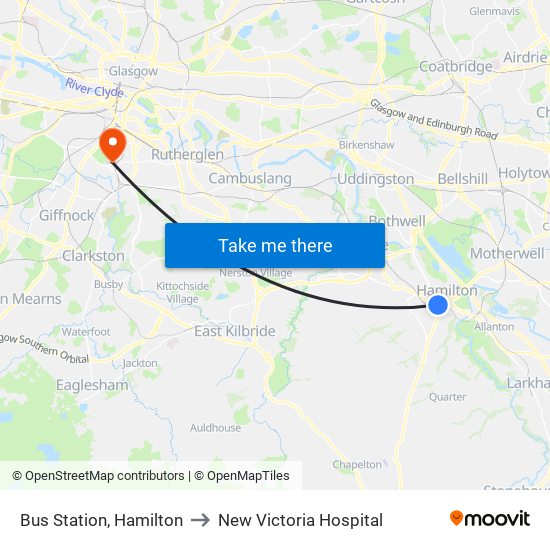 Bus Station, Hamilton to New Victoria Hospital map