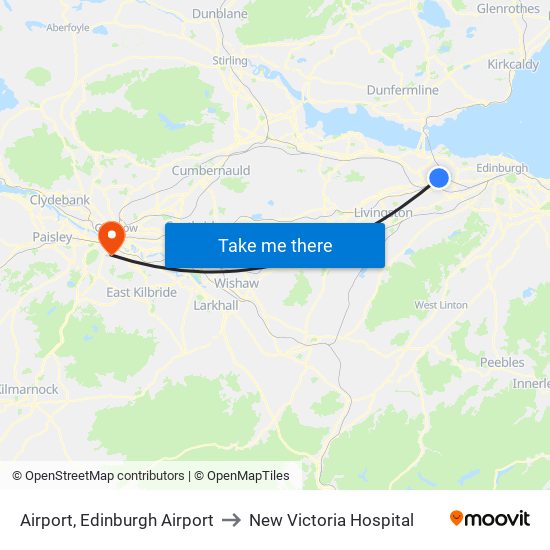 Airport, Edinburgh Airport to New Victoria Hospital map