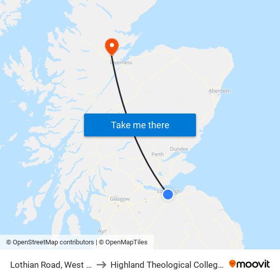 Lothian Road, West End to Highland Theological College Uhi map