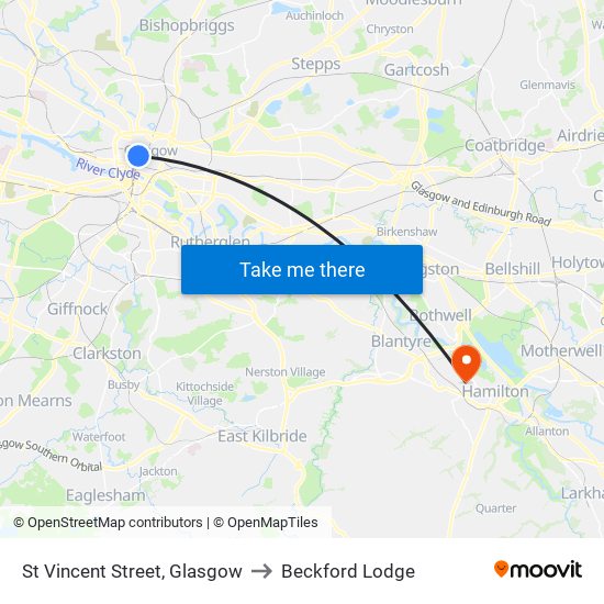 St Vincent Street, Glasgow to Beckford Lodge map