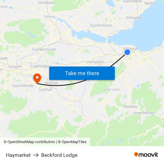 Haymarket to Beckford Lodge map