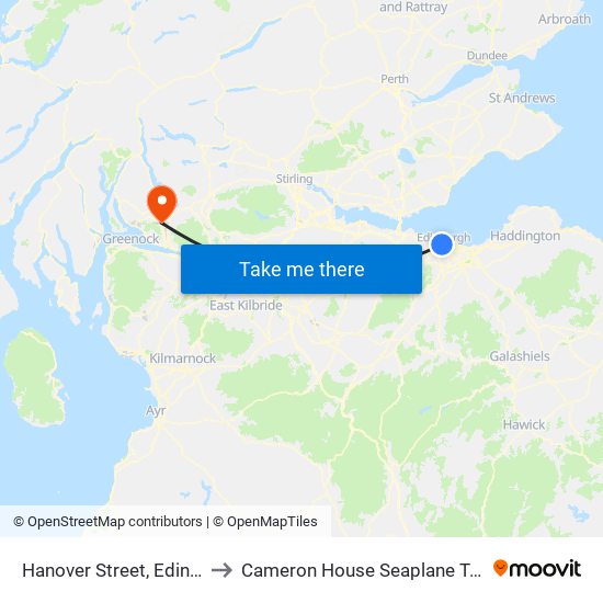 Hanover Street, Edinburgh to Cameron House Seaplane Terminal map