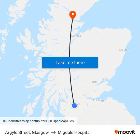 Argyle Street, Glasgow to Migdale Hospital map