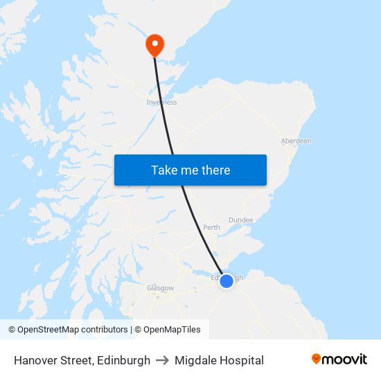 Hanover Street, Edinburgh to Migdale Hospital map
