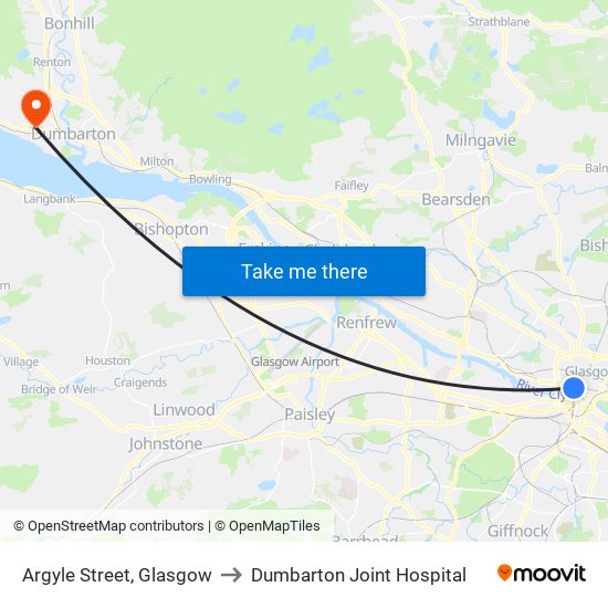 Argyle Street, Glasgow to Dumbarton Joint Hospital map