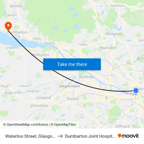 Waterloo Street, Glasgow to Dumbarton Joint Hospital map