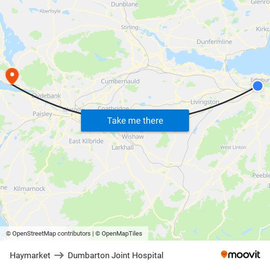Haymarket to Dumbarton Joint Hospital map