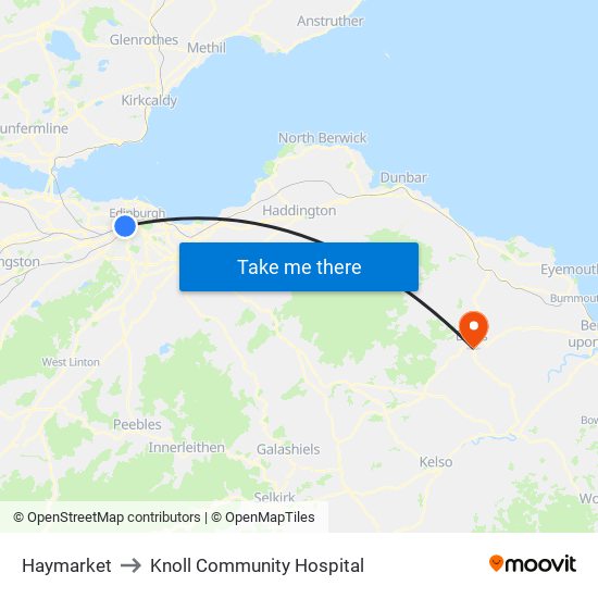 Haymarket to Knoll Community Hospital map