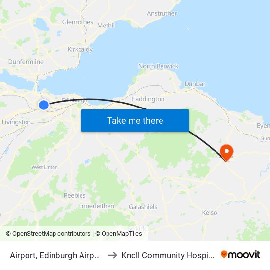 Airport, Edinburgh Airport to Knoll Community Hospital map