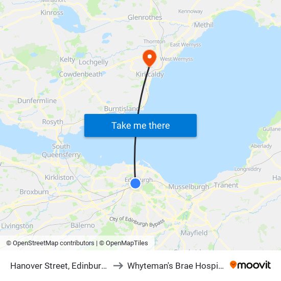Hanover Street, Edinburgh to Whyteman's Brae Hospital map
