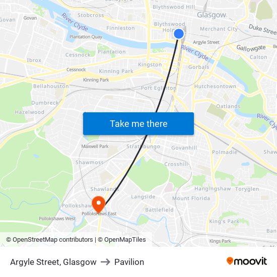 Argyle Street, Glasgow to Pavilion map