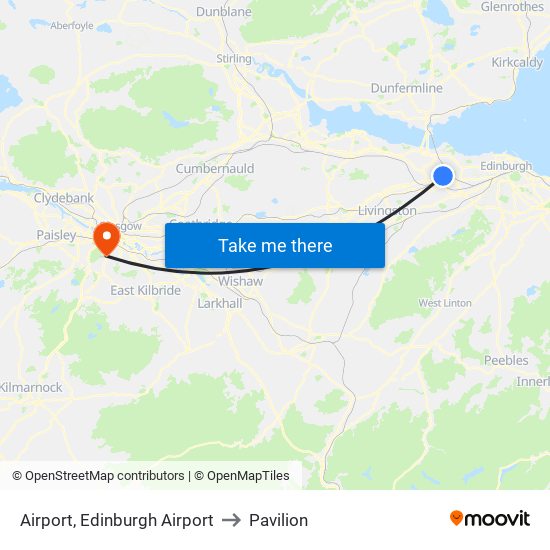 Airport, Edinburgh Airport to Pavilion map