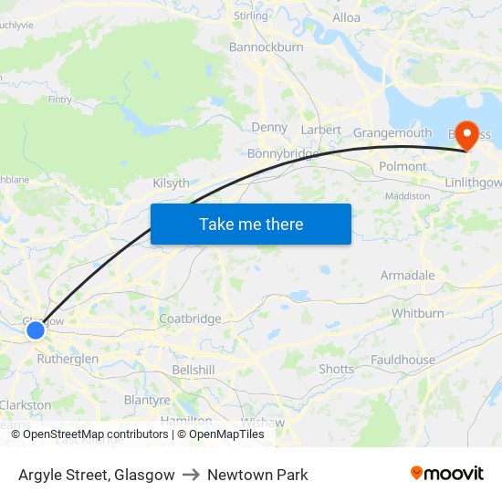 Argyle Street, Glasgow to Newtown Park map