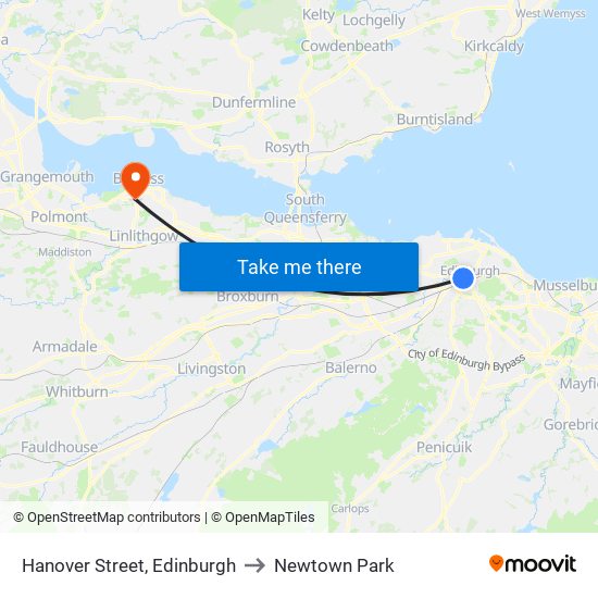 Hanover Street, Edinburgh to Newtown Park map