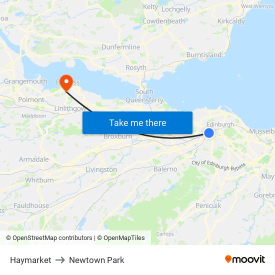 Haymarket to Newtown Park map