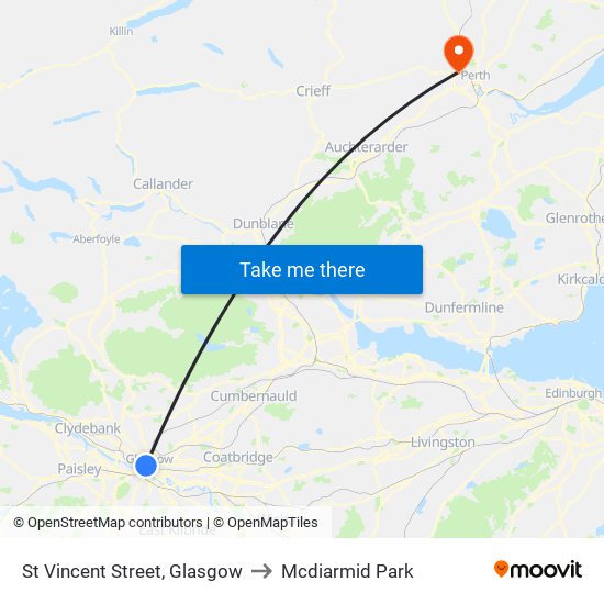 St Vincent Street, Glasgow to Mcdiarmid Park map
