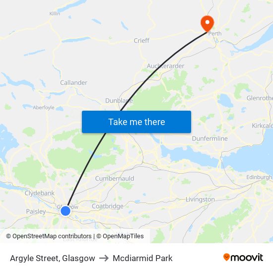 Argyle Street, Glasgow to Mcdiarmid Park map