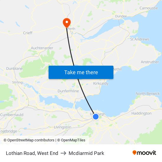 Lothian Road, West End to Mcdiarmid Park map