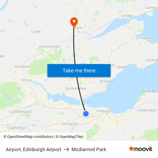 Airport, Edinburgh Airport to Mcdiarmid Park map