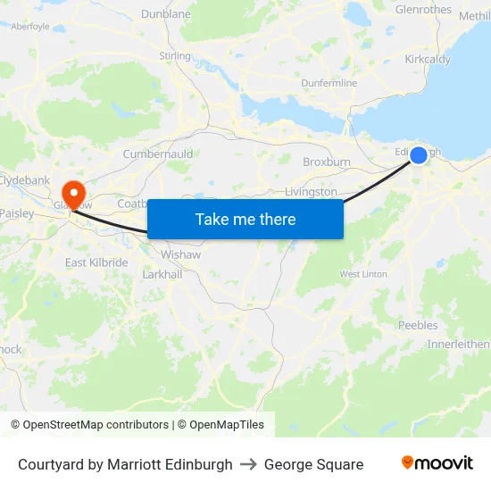 Courtyard by Marriott Edinburgh to George Square map