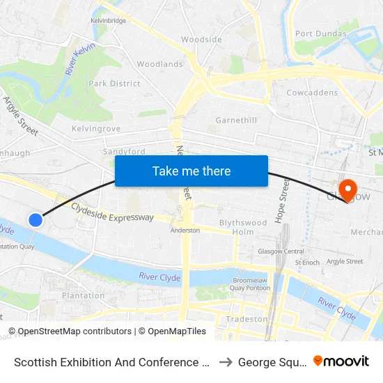 Scottish Exhibition And Conference Centre to George Square map