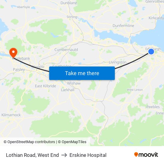 Lothian Road, West End to Erskine Hospital map