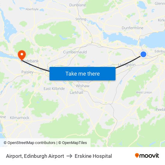 Airport, Edinburgh Airport to Erskine Hospital map