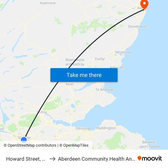 Howard Street, Glasgow to Aberdeen Community Health And Care Village map