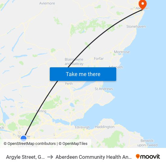 Argyle Street, Glasgow to Aberdeen Community Health And Care Village map