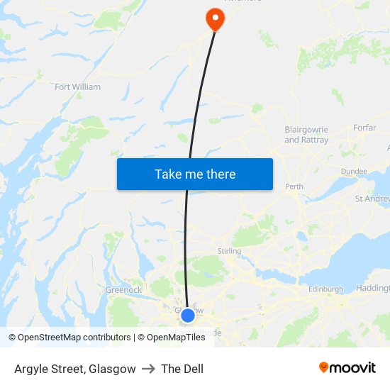 Argyle Street, Glasgow to The Dell map