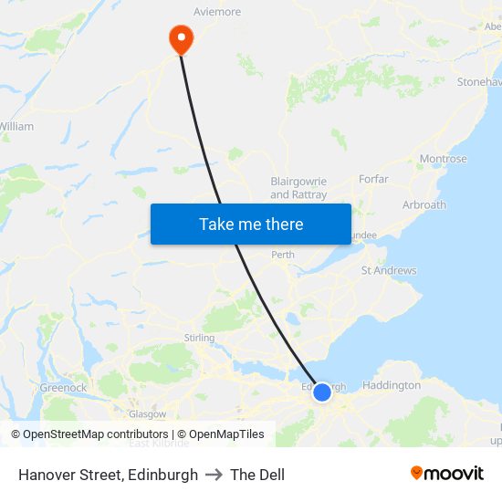 Hanover Street, Edinburgh to The Dell map