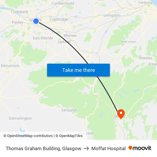 Thomas Graham Building, Glasgow to Moffat Hospital map