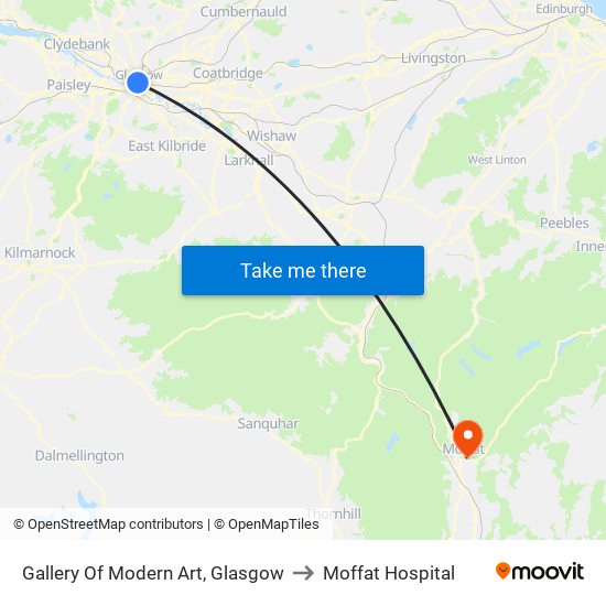 Gallery Of Modern Art, Glasgow to Moffat Hospital map