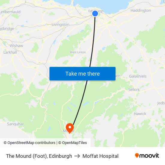 The Mound (Foot), Edinburgh to Moffat Hospital map