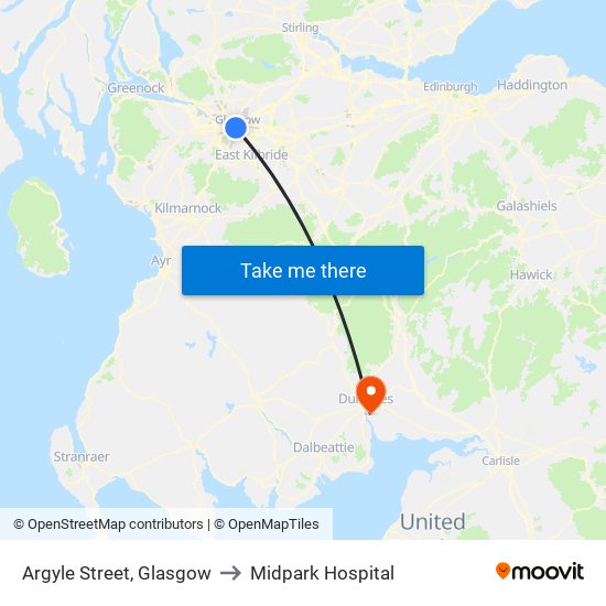 Argyle Street, Glasgow to Midpark Hospital map