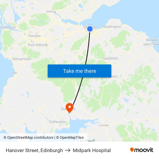 Hanover Street, Edinburgh to Midpark Hospital map