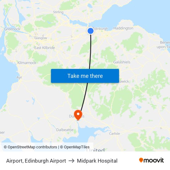 Airport, Edinburgh Airport to Midpark Hospital map