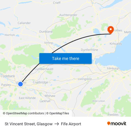 St Vincent Street, Glasgow to Fife Airport map