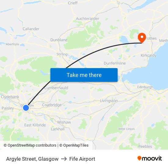 Argyle Street, Glasgow to Fife Airport map