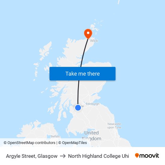 Argyle Street, Glasgow to North Highland College Uhi map