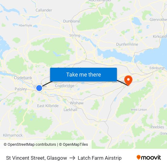 St Vincent Street, Glasgow to Latch Farm Airstrip map