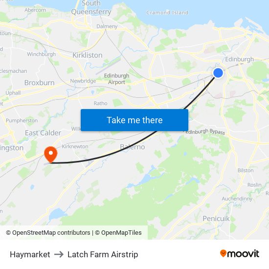 Haymarket to Latch Farm Airstrip map