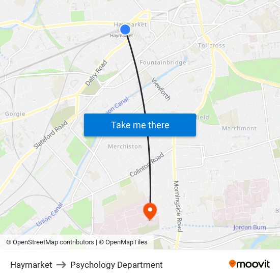 Haymarket to Psychology Department map