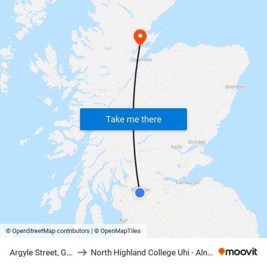 Argyle Street, Glasgow to North Highland College Uhi - Alness Campus map